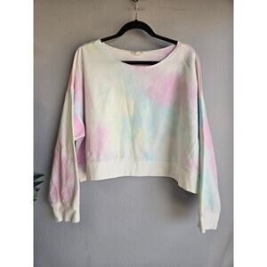Mainstrip Tie Dye Pastel Cropped Relaxed Pullover Sweatshirt S‎